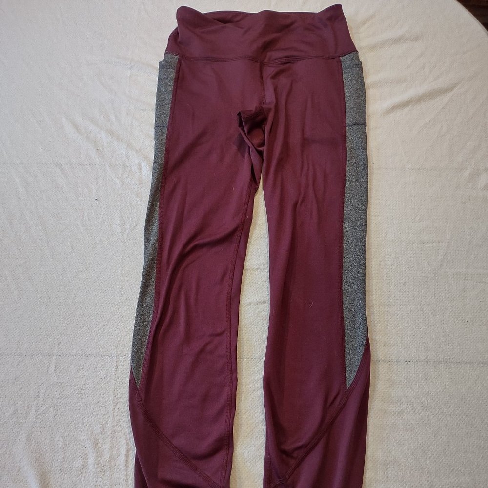 AVIA MAROON AND GREY WORKOUT LEGGINGS SLIM FIT